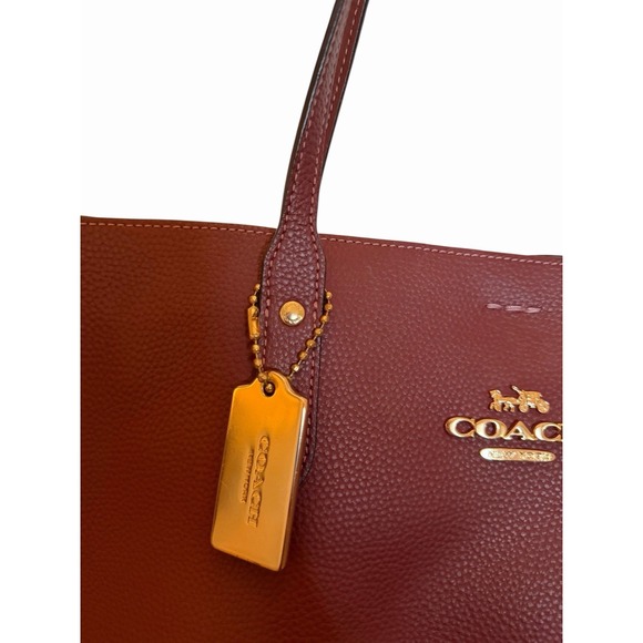 Coach 2021 Burgundy slouchy tote bag 72673 Leather Old Money Minimalist carryall - Picture 2 of 7